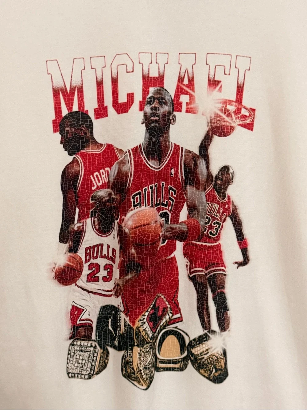 Jordan White Tee with Red Michael Graphic